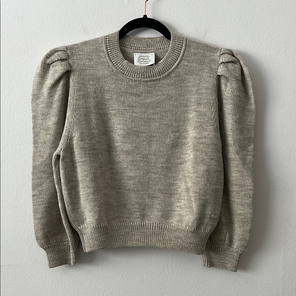 Loeffler Randall Cream Puff-Sleeve Crewneck Sweater - Picture 5 of 14